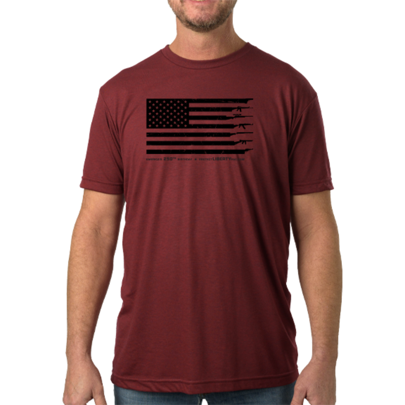 Gun Flag Tri-Blend Burgundy T-Shirt